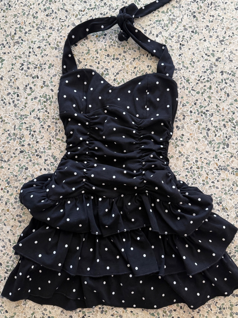 Cider Black and White Polka Dot Kids One-Piece
